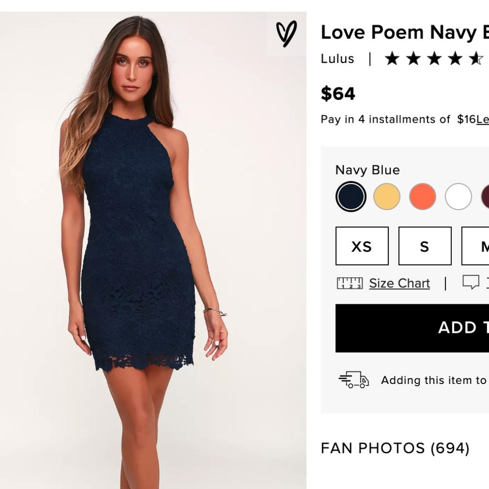 LULUS: Navy blue lace mini dress